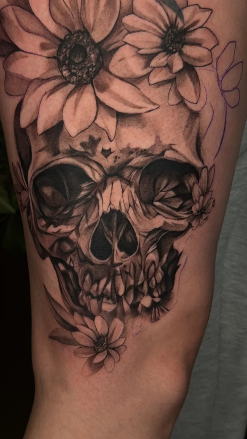 Black and grey tattoo by Juan Del Pino at Phantom Avenue Edmonton