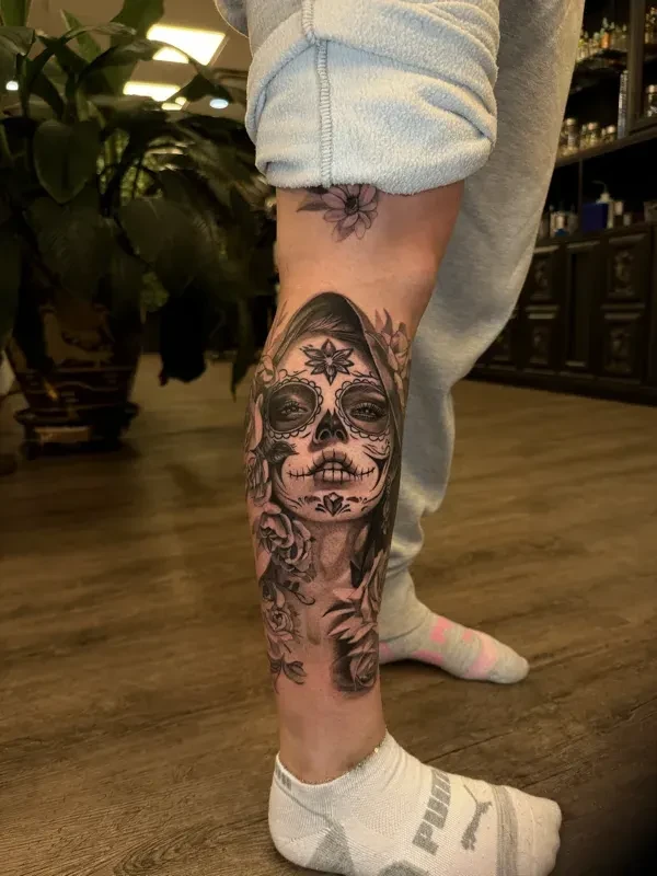 Black and grey tattoo by Juan Del Pino at Phantom Avenue Edmonton